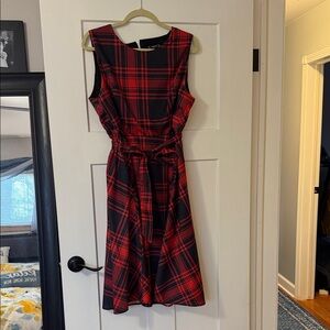 Plaid Sleeveless Dress - Red and Black
